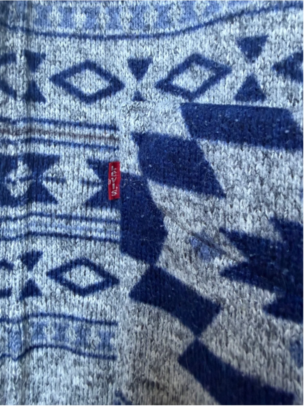 Women’s Levi's Aztec Patterned Cardigan Sweater Size L Grey Blue